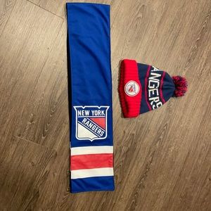 NY Rangers Hat and Scarf Combo